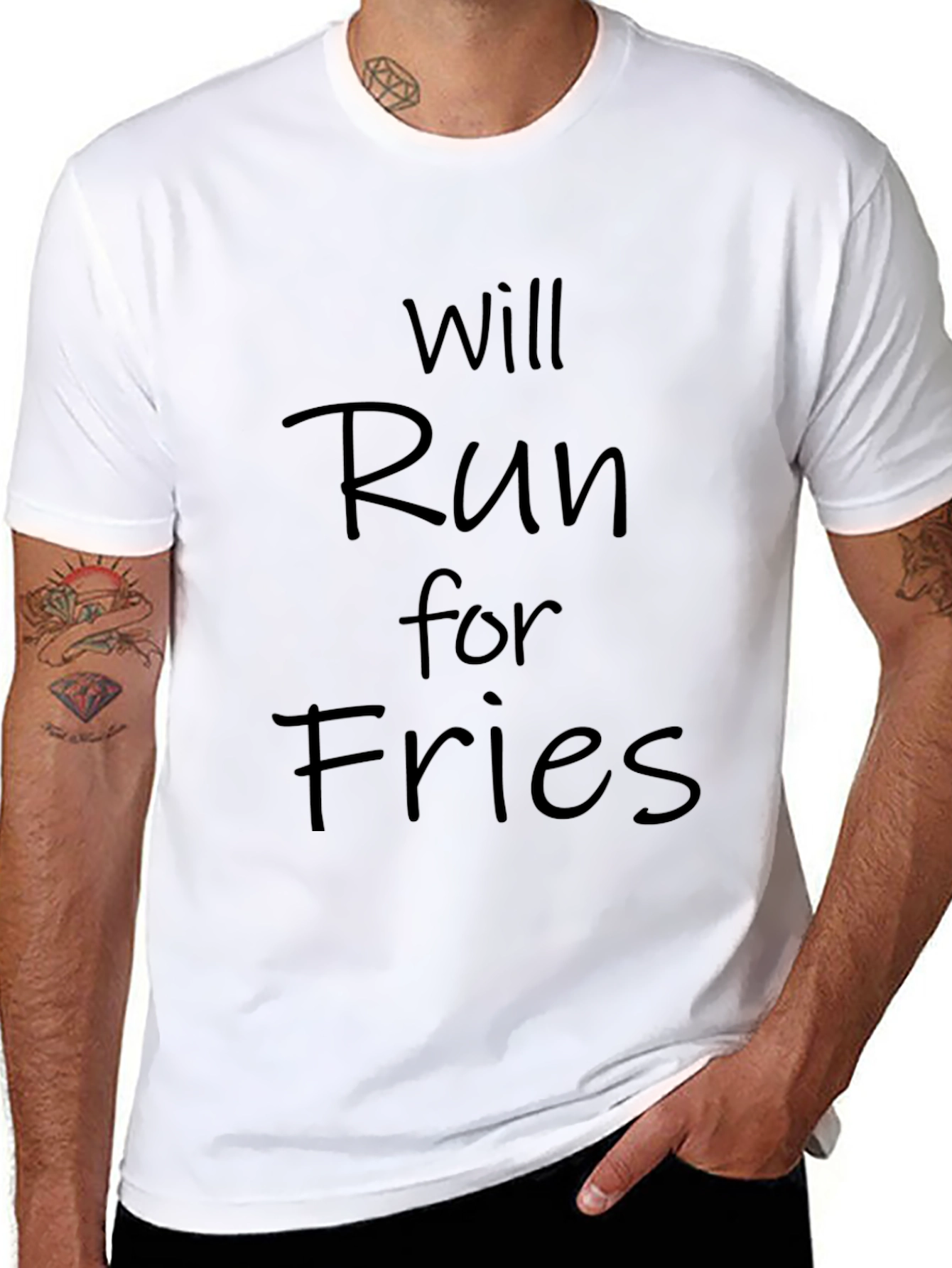 Will Run for Fries Mens Black T-Shirt