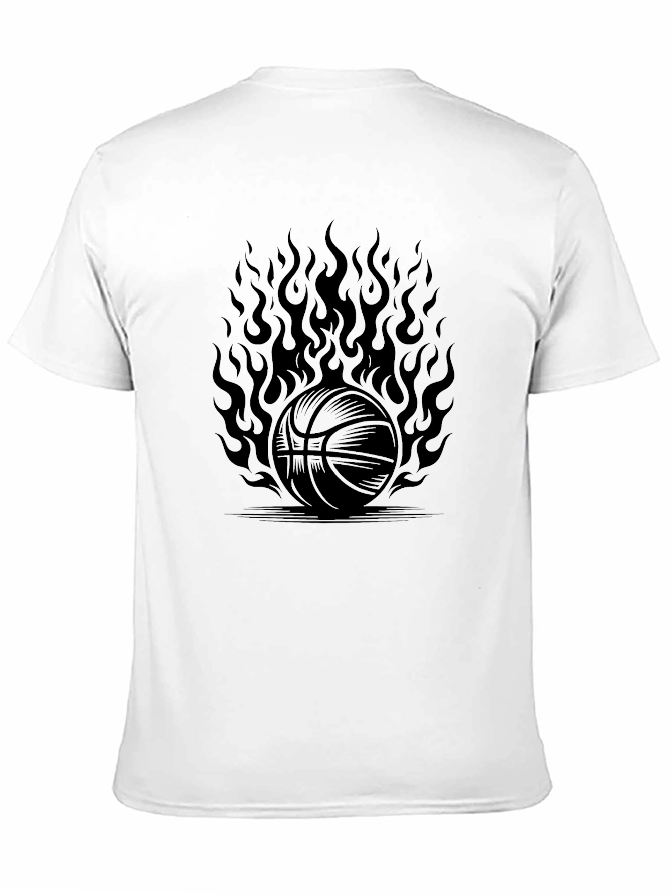 Flaming Basketball Graphic T-Shirt - Black