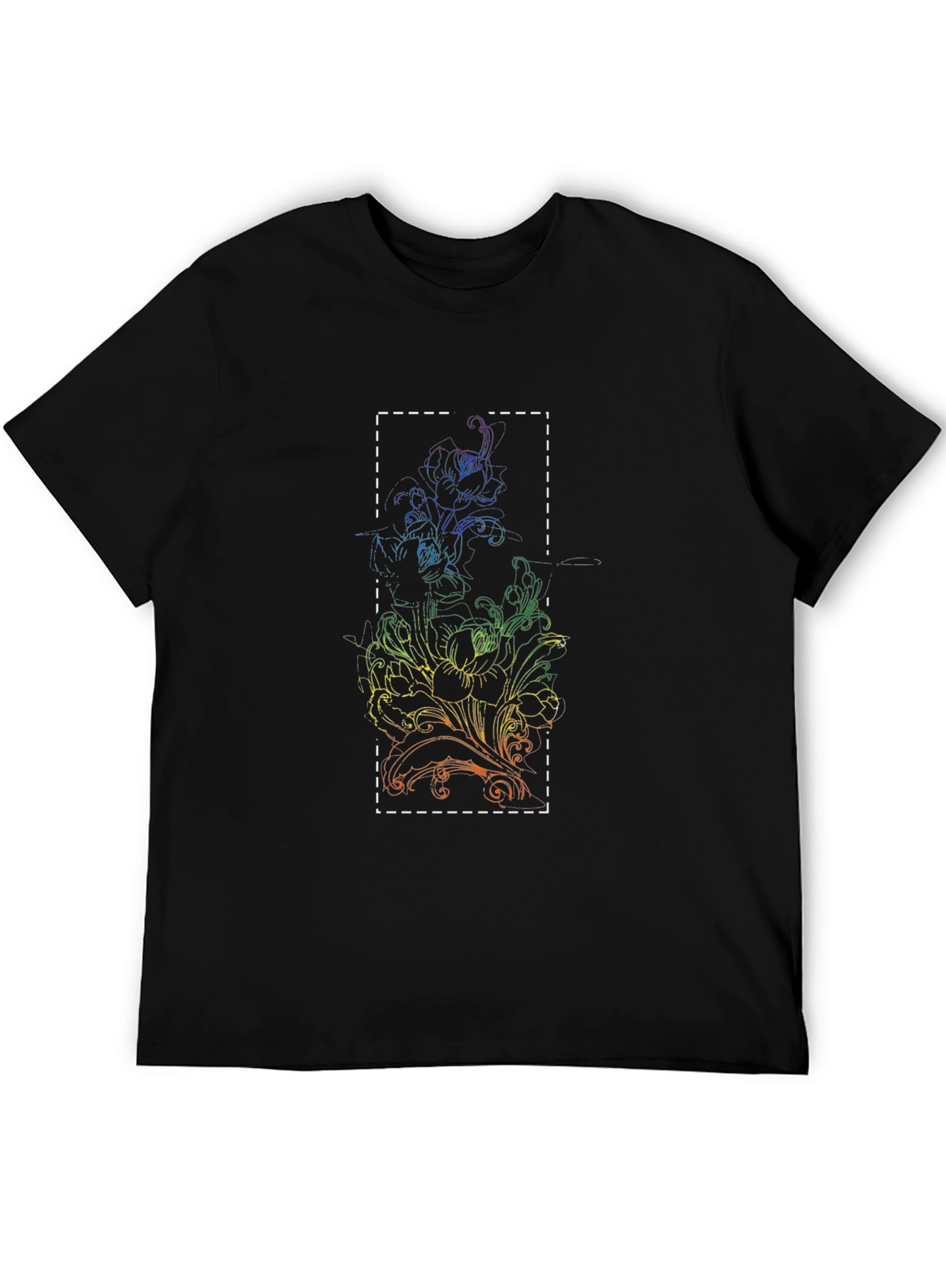 Rainbow Floral Graphic Black T-Shirt