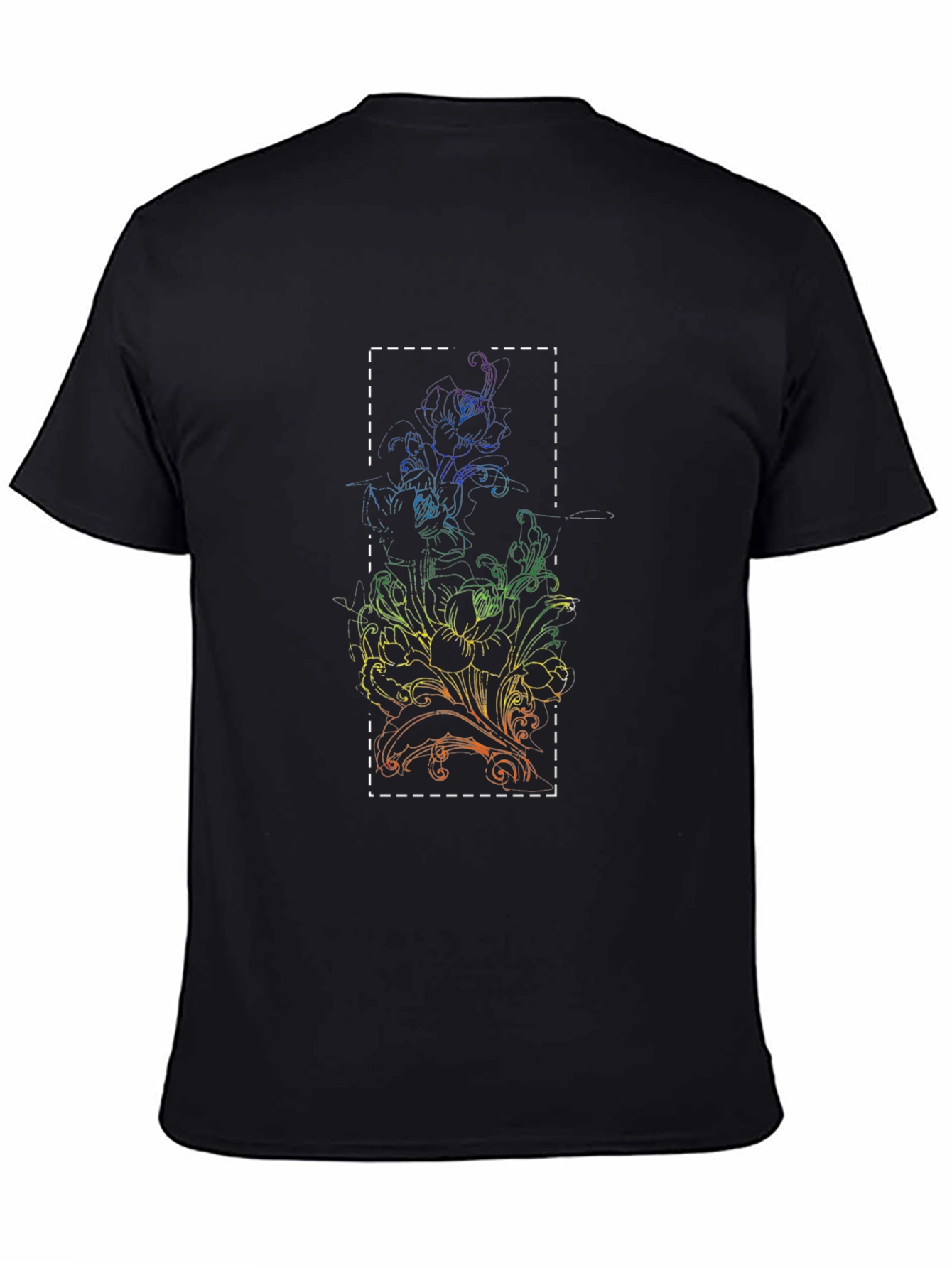 Rainbow Floral Graphic Black T-Shirt