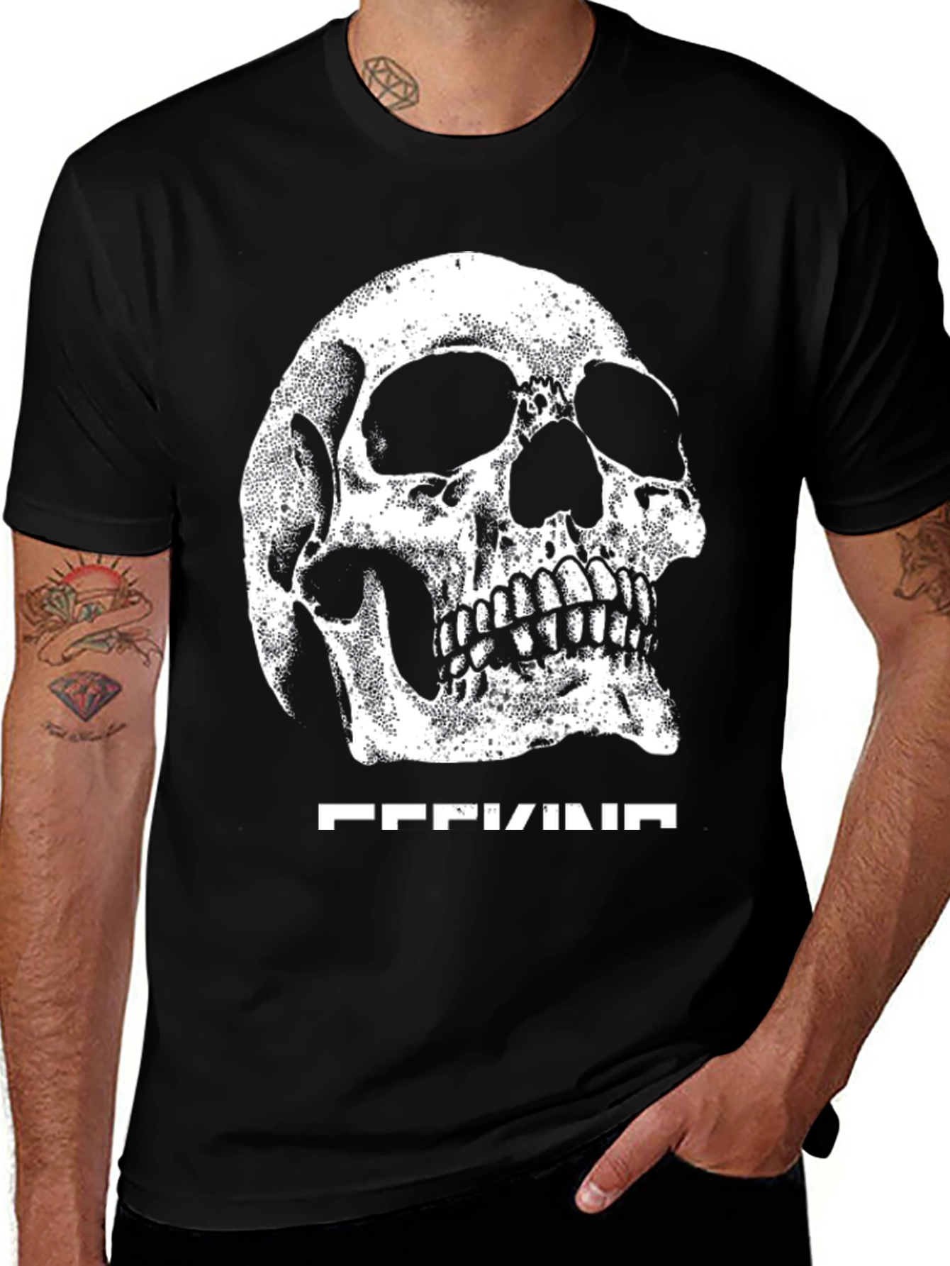 Skull Graphic Tee - Black Cotton Blend