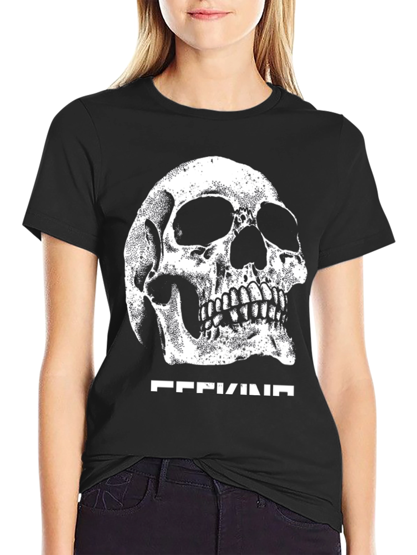 Skull Graphic Tee - Black Cotton Blend