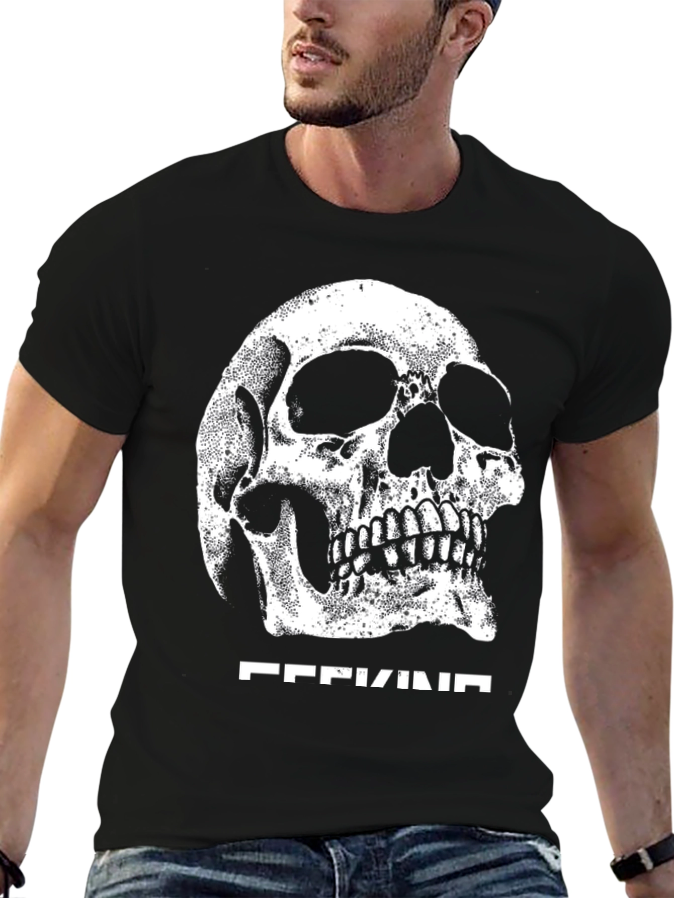 Skull Graphic Tee - Black Cotton Blend