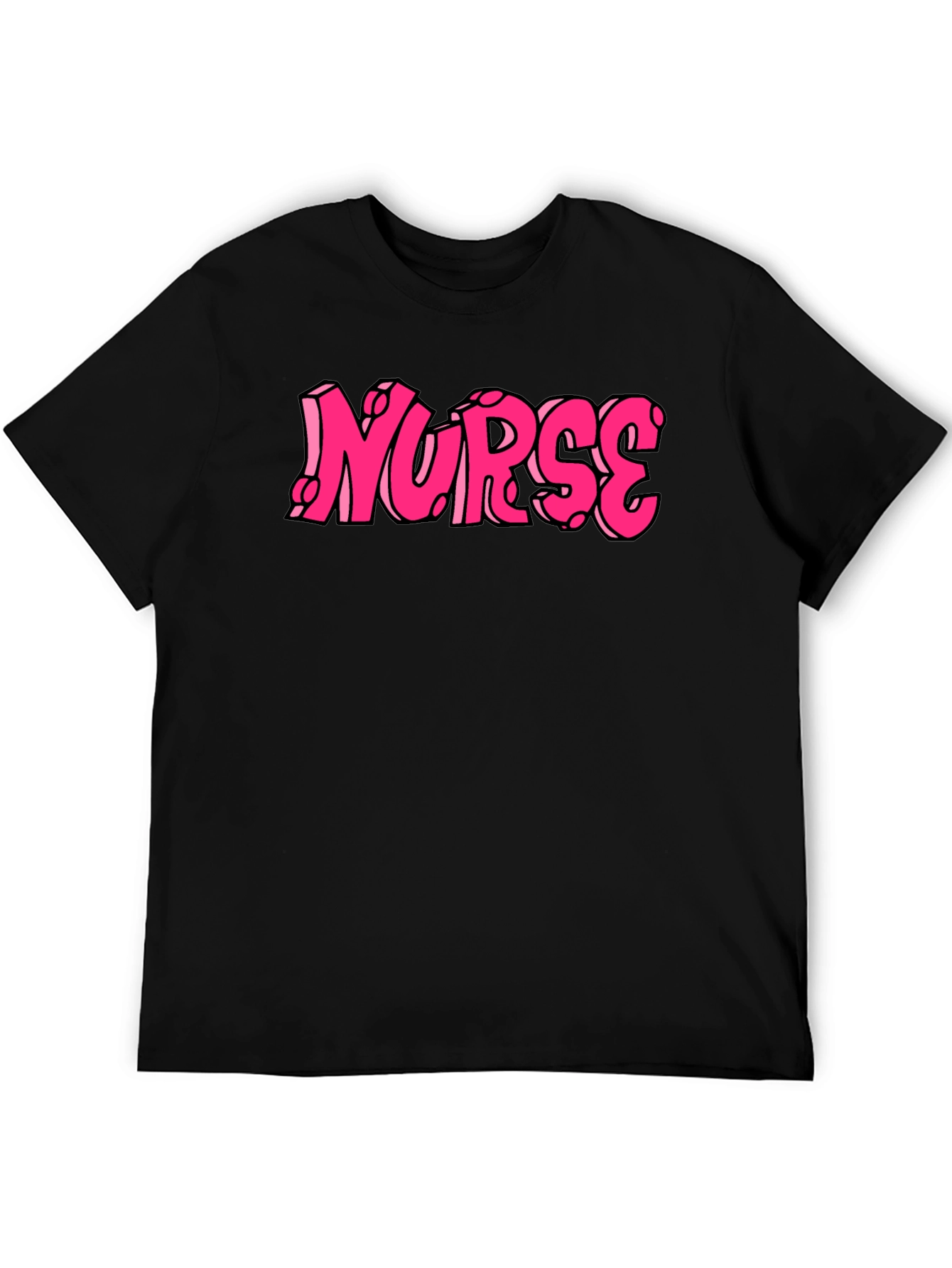 Nurse Pink Graphic Tee - Black Cotton T-Shirt