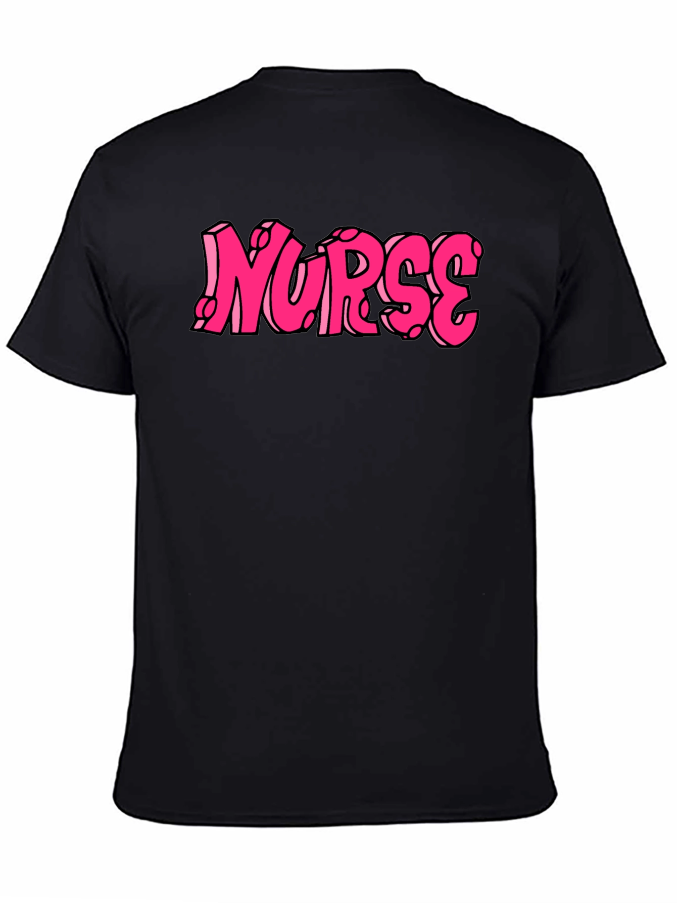 Nurse Pink Graphic Tee - Black Cotton T-Shirt