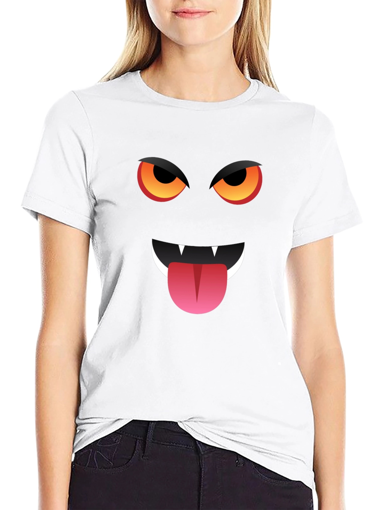 Monster Face Graphic T-Shirt - Halloween Style