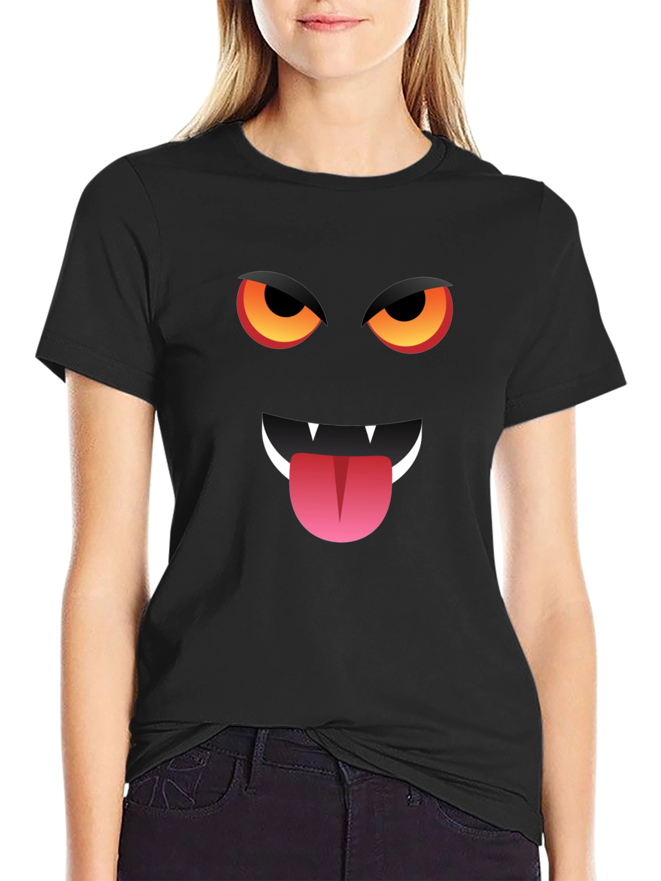 Monster Face Graphic T-Shirt - Halloween Style