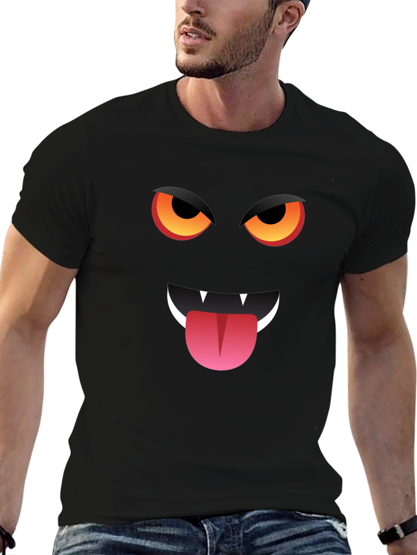Monster Face Graphic T-Shirt - Halloween Style