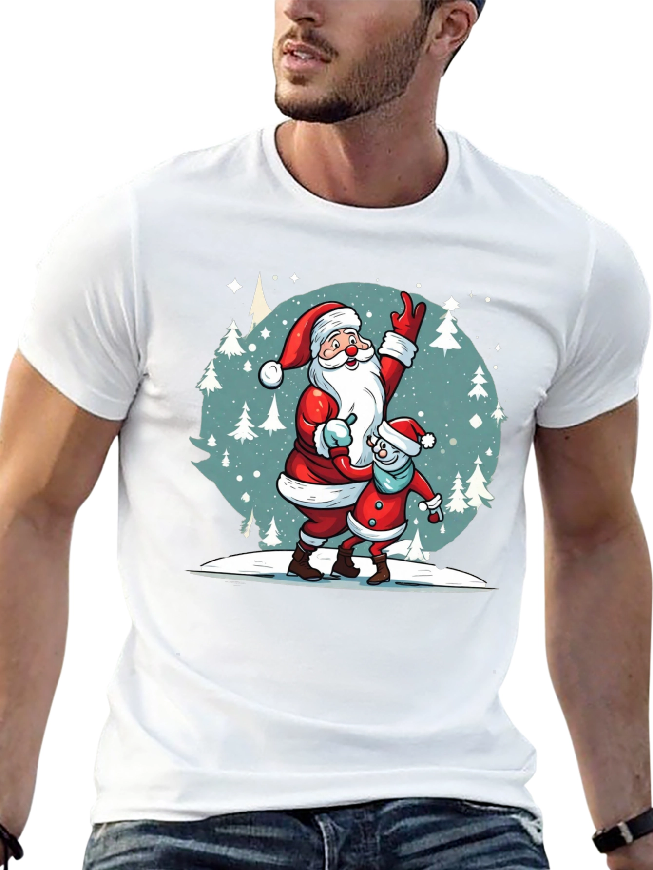 Festive Santa & Child Graphic Tee