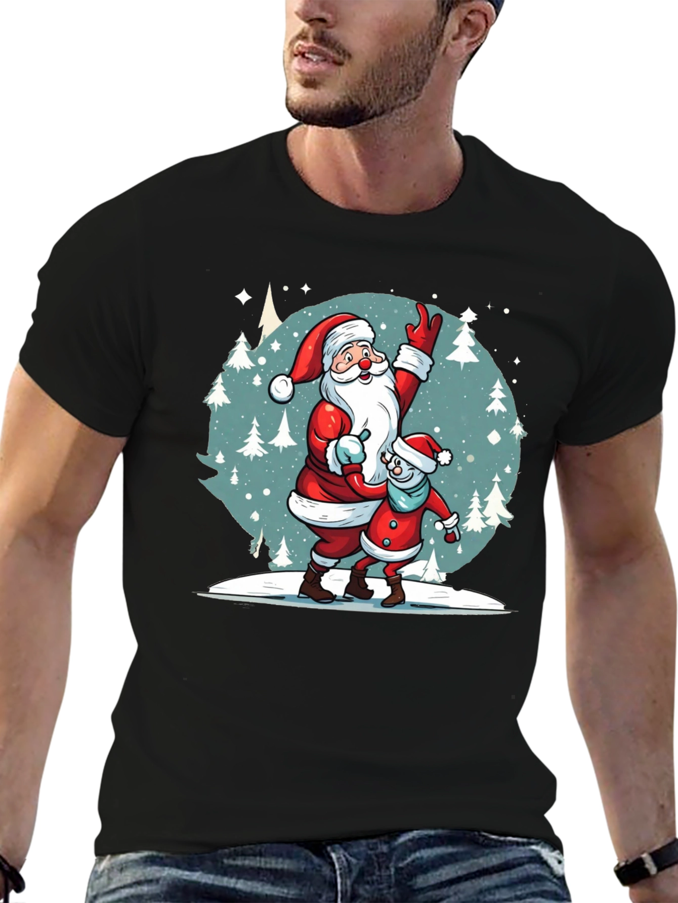 Festive Santa & Child Graphic Tee