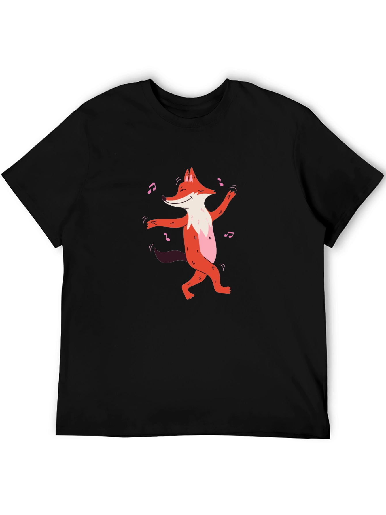 Dancing Fox Graphic T-Shirt - Black Cotton Tee