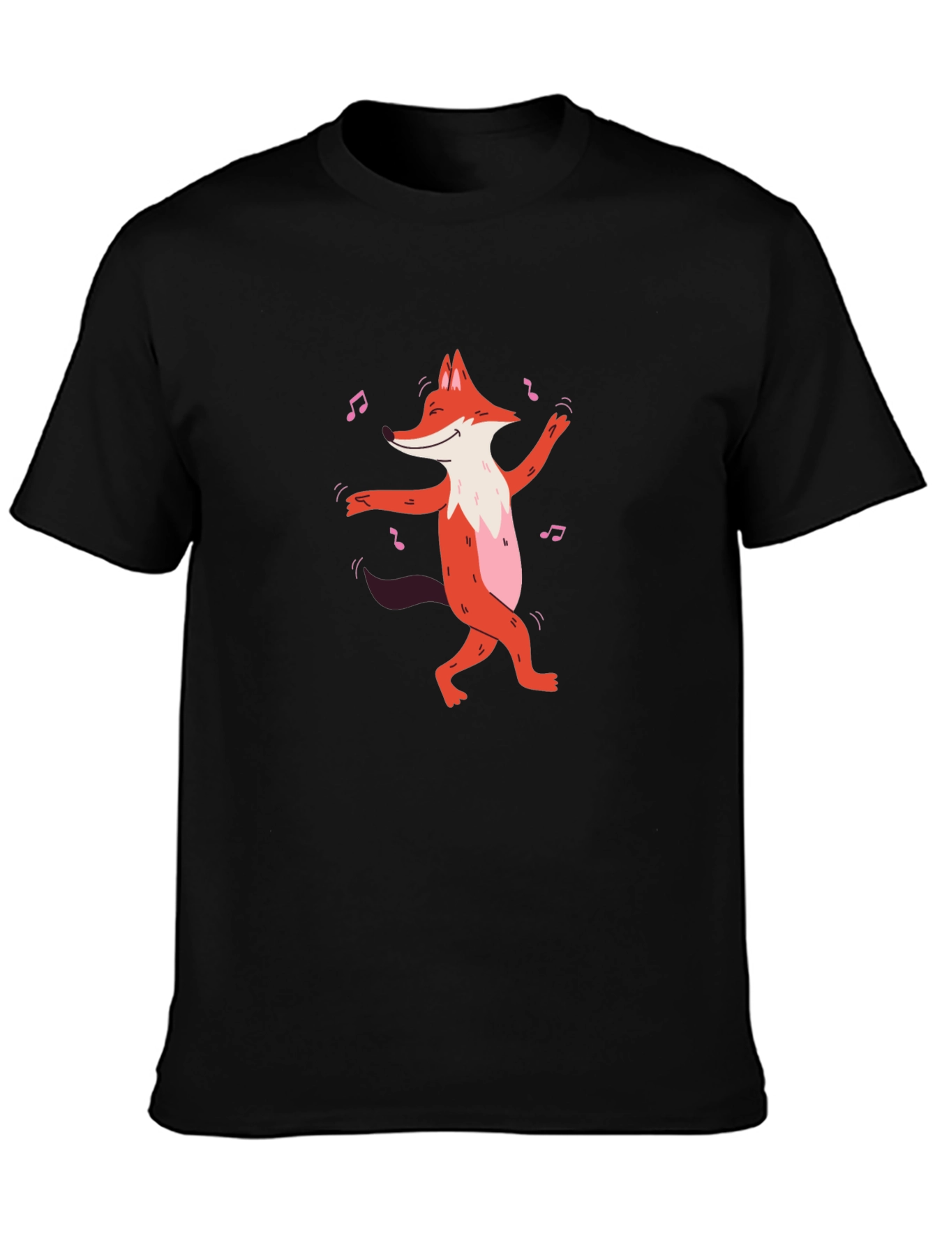 Dancing Fox Graphic T-Shirt - Black Cotton Tee