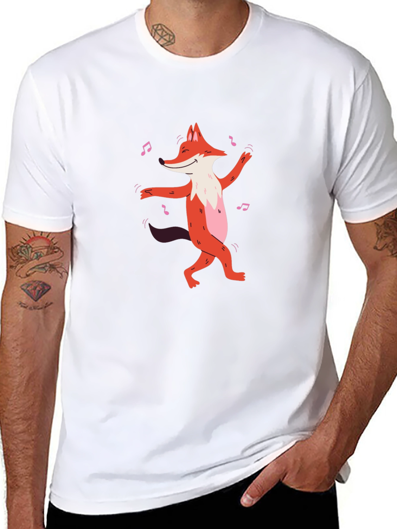 Dancing Fox Graphic T-Shirt - Black Cotton Tee