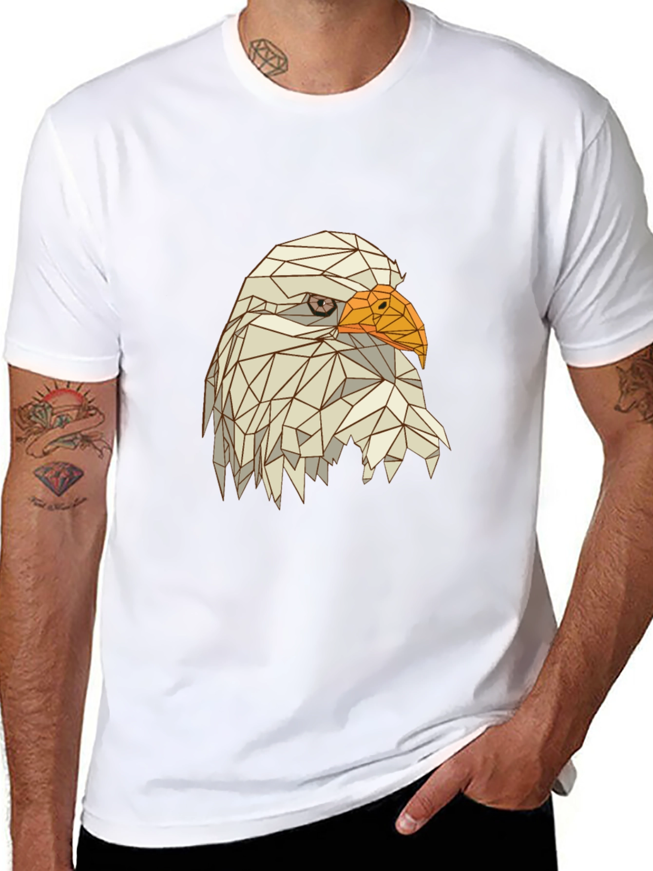 Geometric Eagle Graphic Tee - Modern Mens Shirt