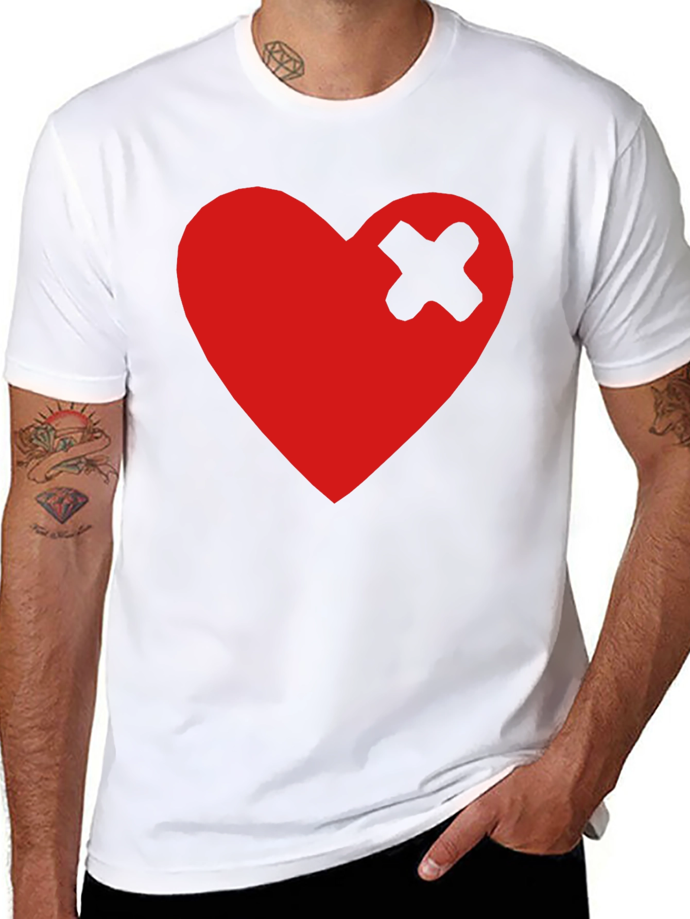 Broken Heart Patch Black T-Shirt - Trendy Graphic Tee