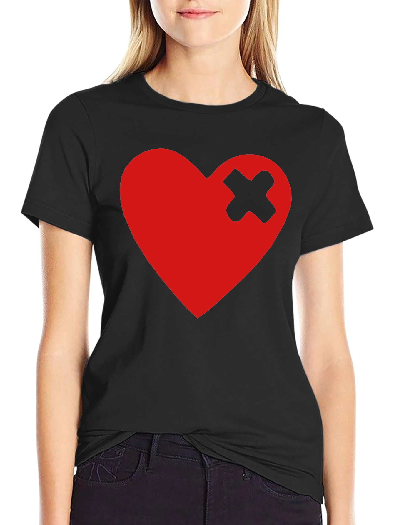 Broken Heart Patch Black T-Shirt - Trendy Graphic Tee