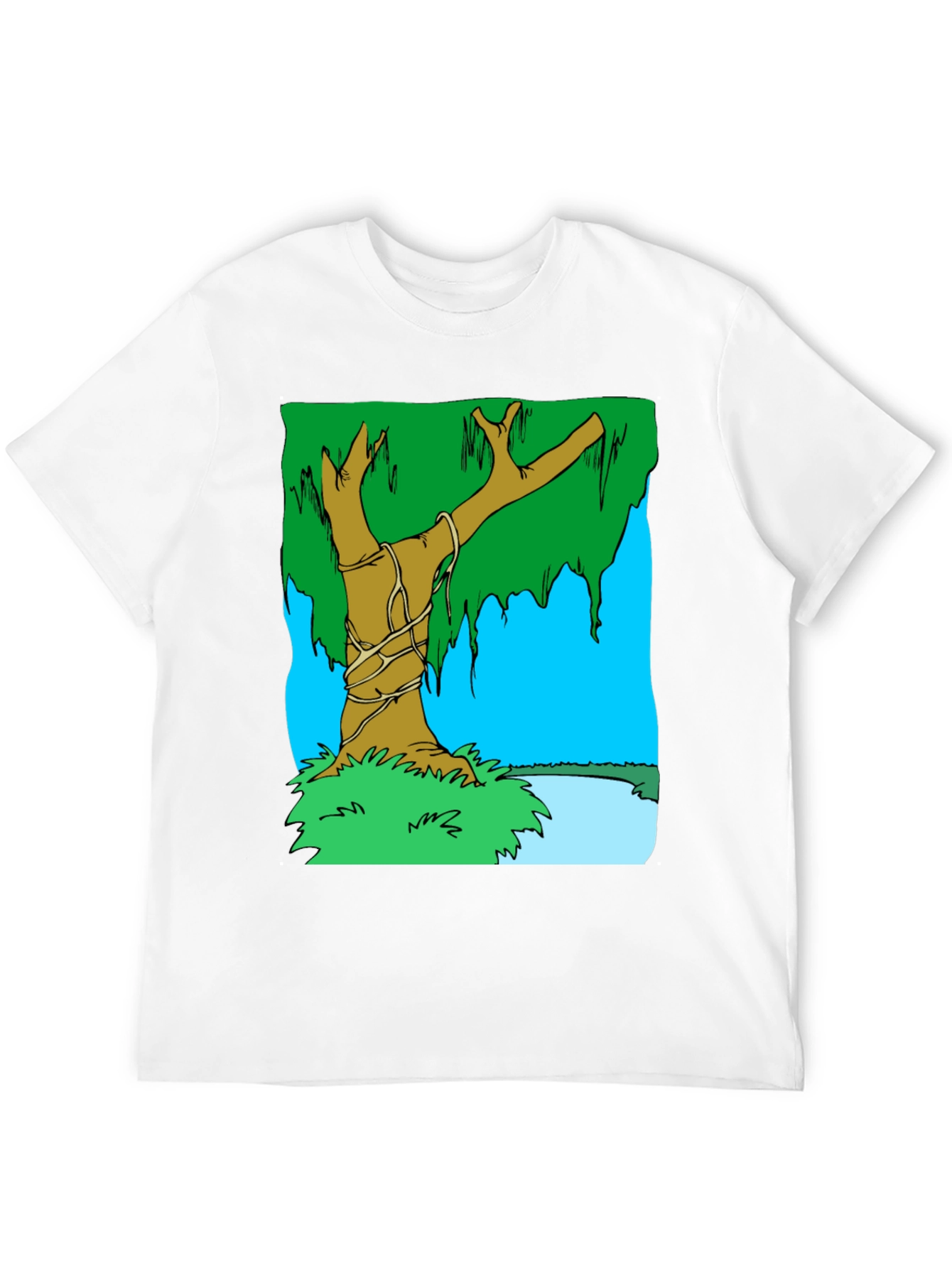Cartoon Tree Graphic T-Shirt - Black