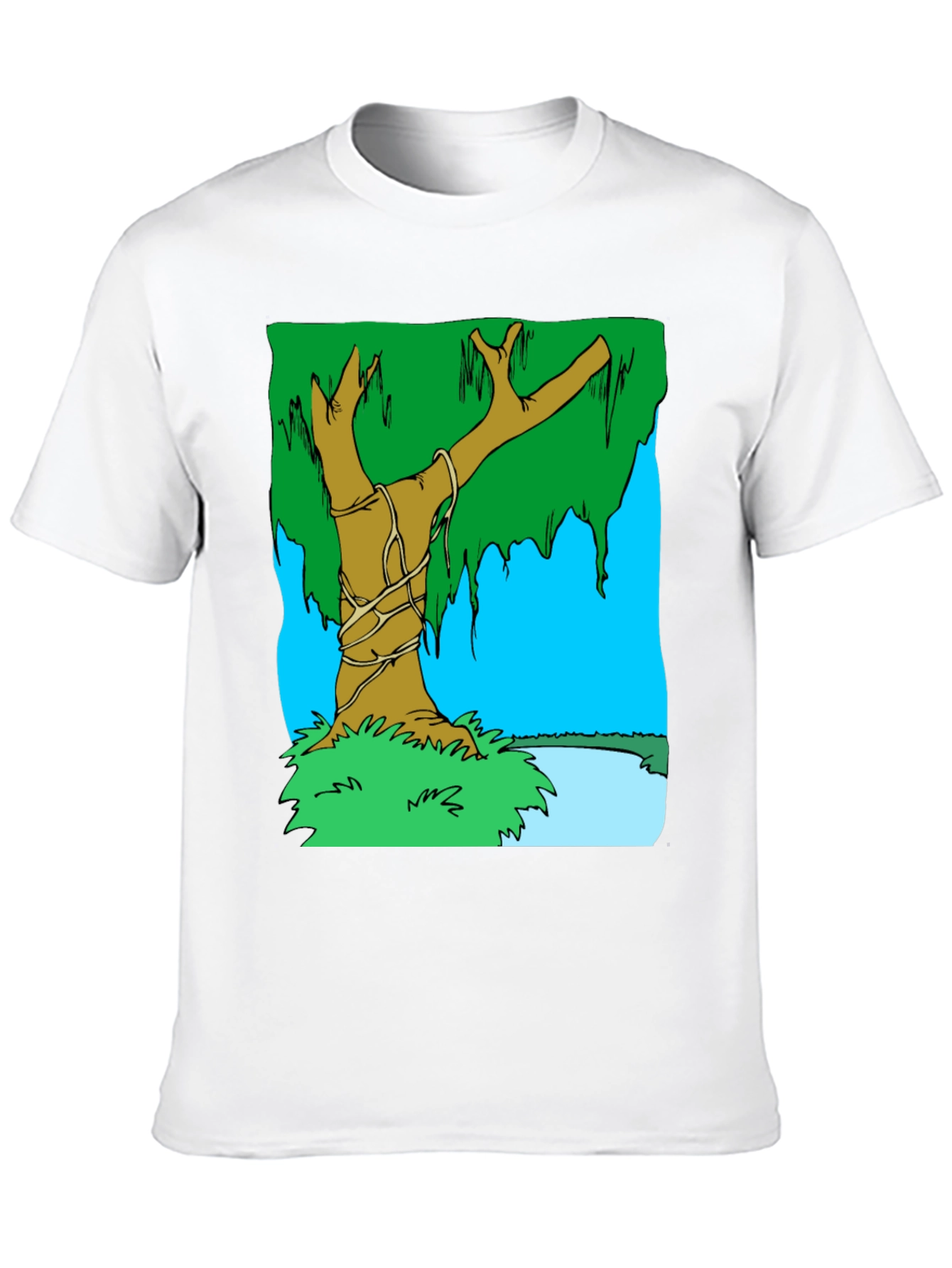 Cartoon Tree Graphic T-Shirt - Black