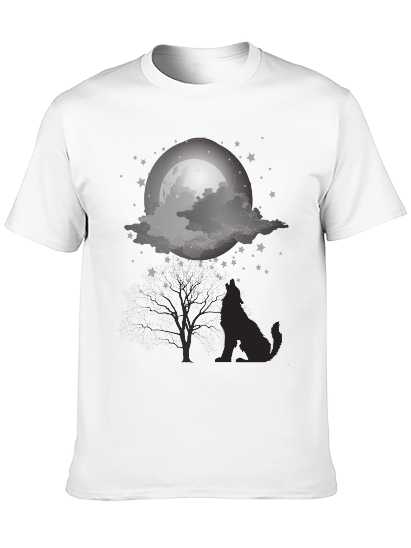 Wolf Moon Graphic Tee - Night Sky Silhouette Design