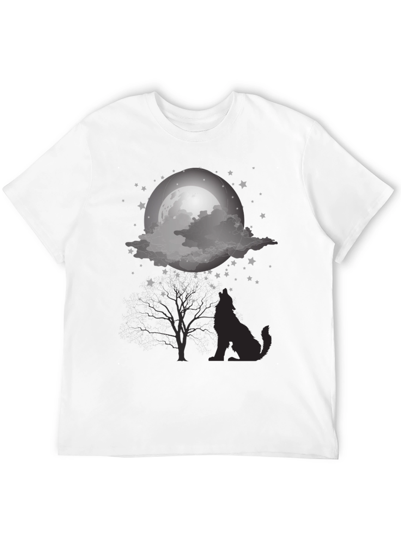 Wolf Moon Graphic Tee - Night Sky Silhouette Design