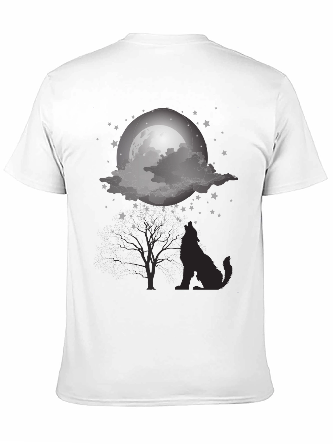 Wolf Moon Graphic Tee - Night Sky Silhouette Design