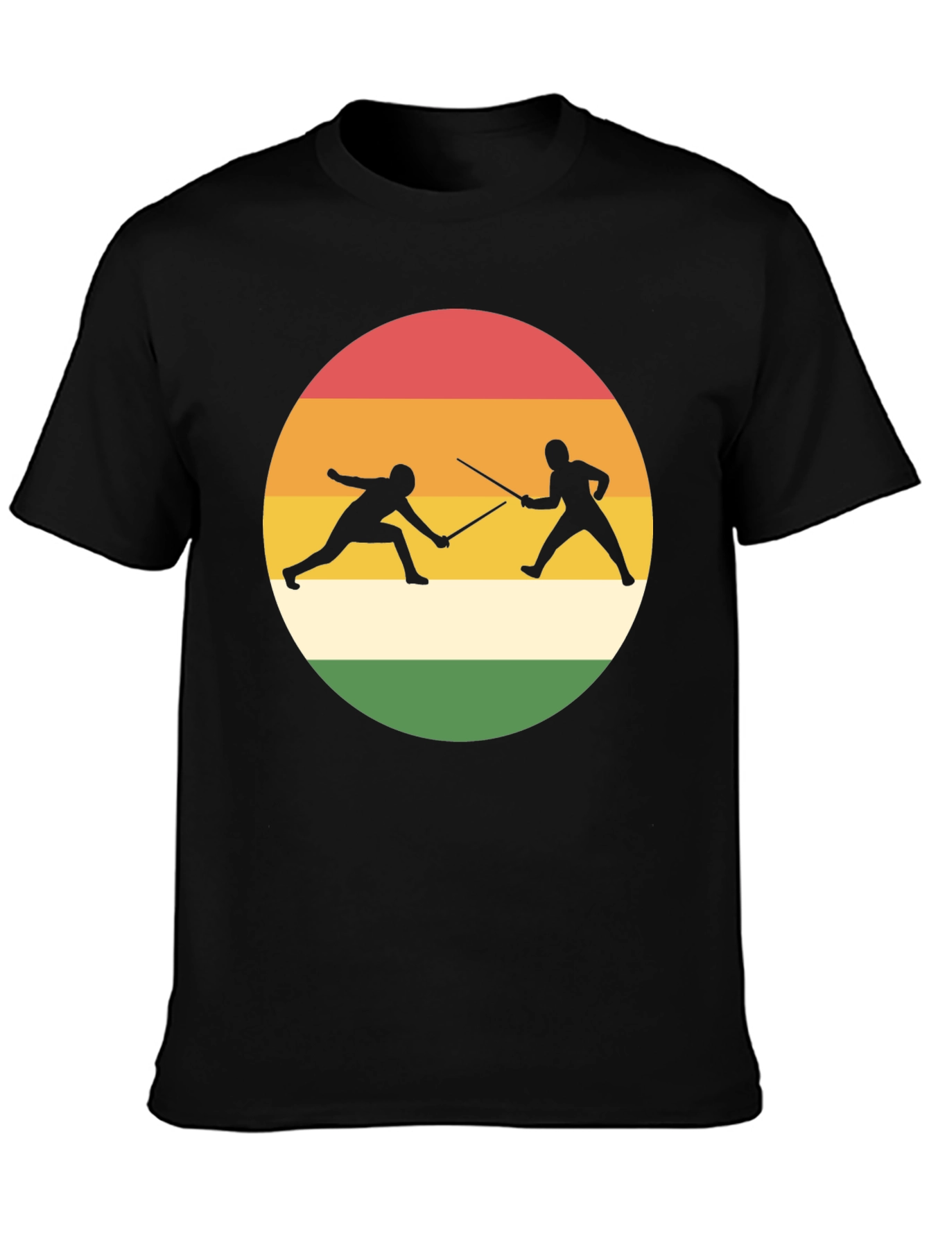Fencing Silhouette T-Shirt Retro Style