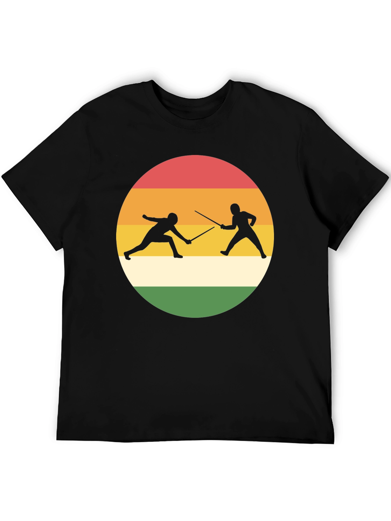 Fencing Silhouette T-Shirt Retro Style