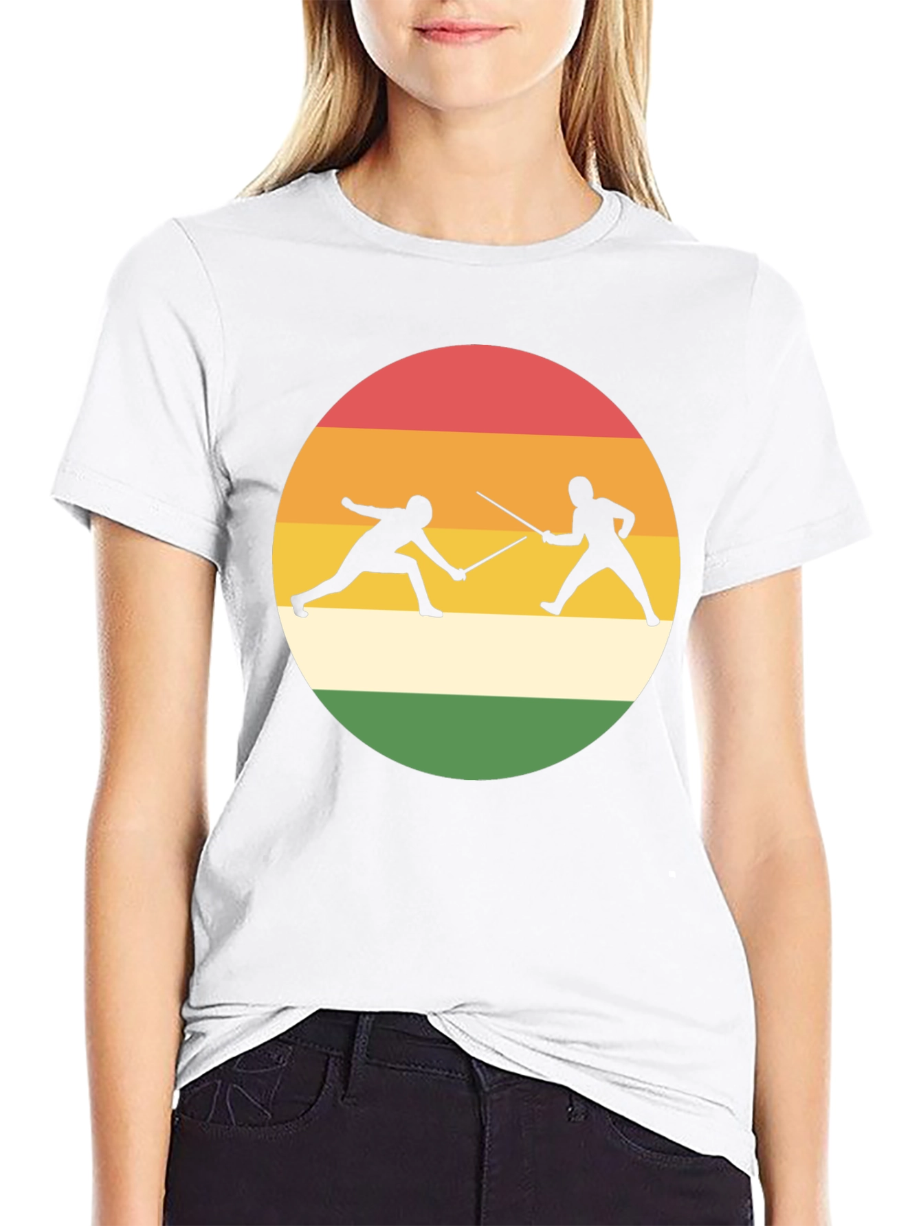 Fencing Silhouette T-Shirt Retro Style