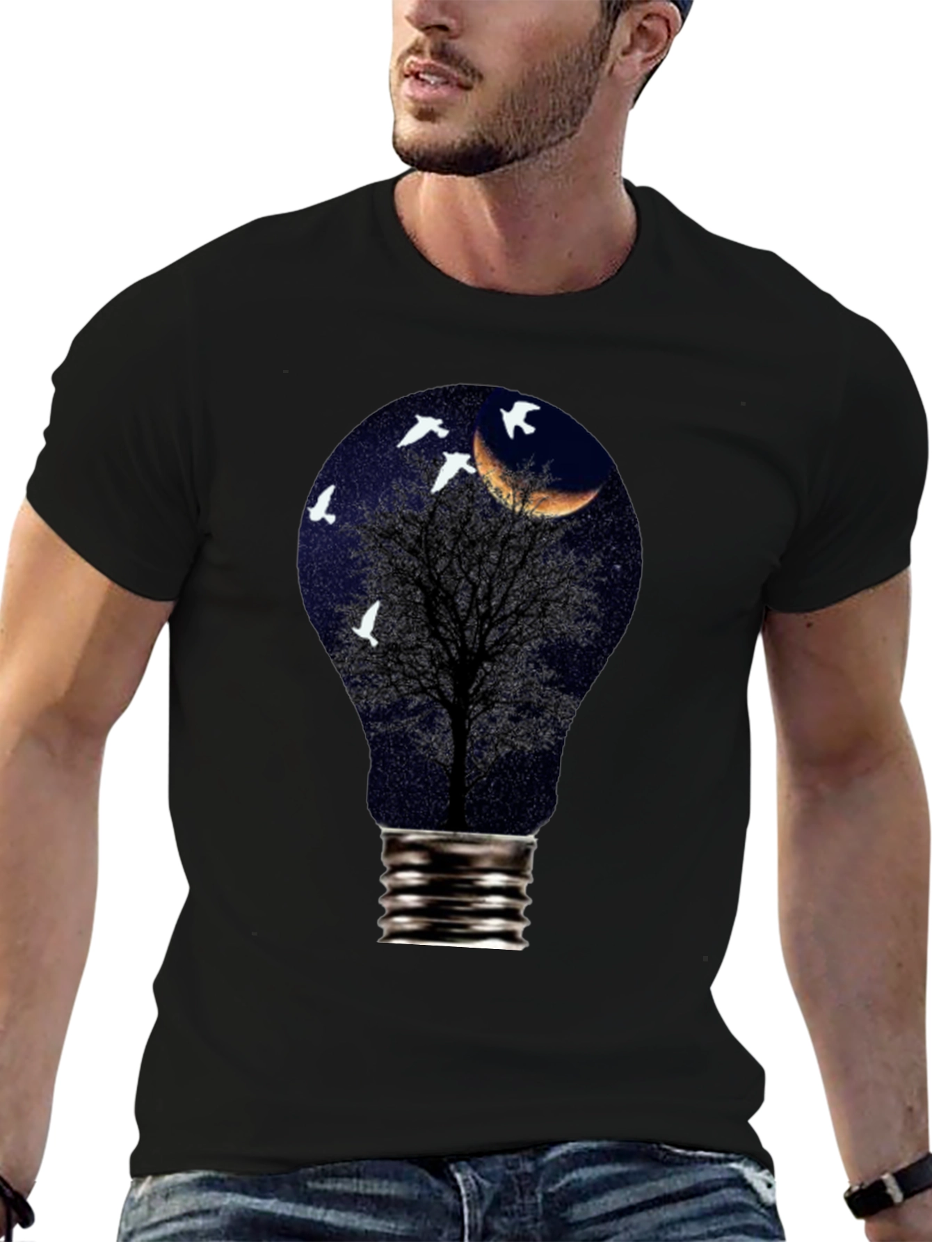 Night Sky Tree Light Bulb T-Shirt
