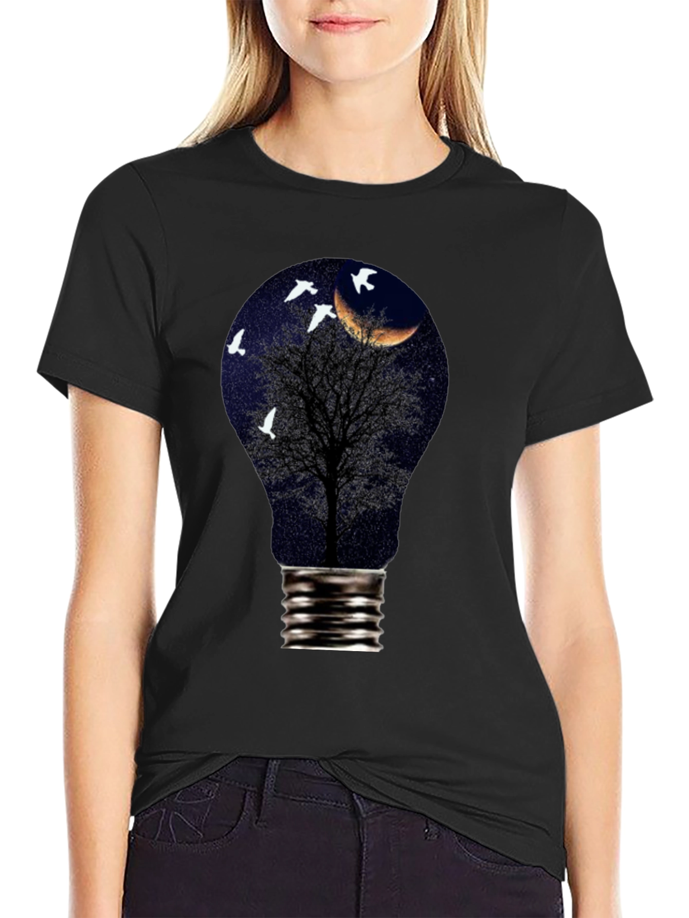 Night Sky Tree Light Bulb T-Shirt