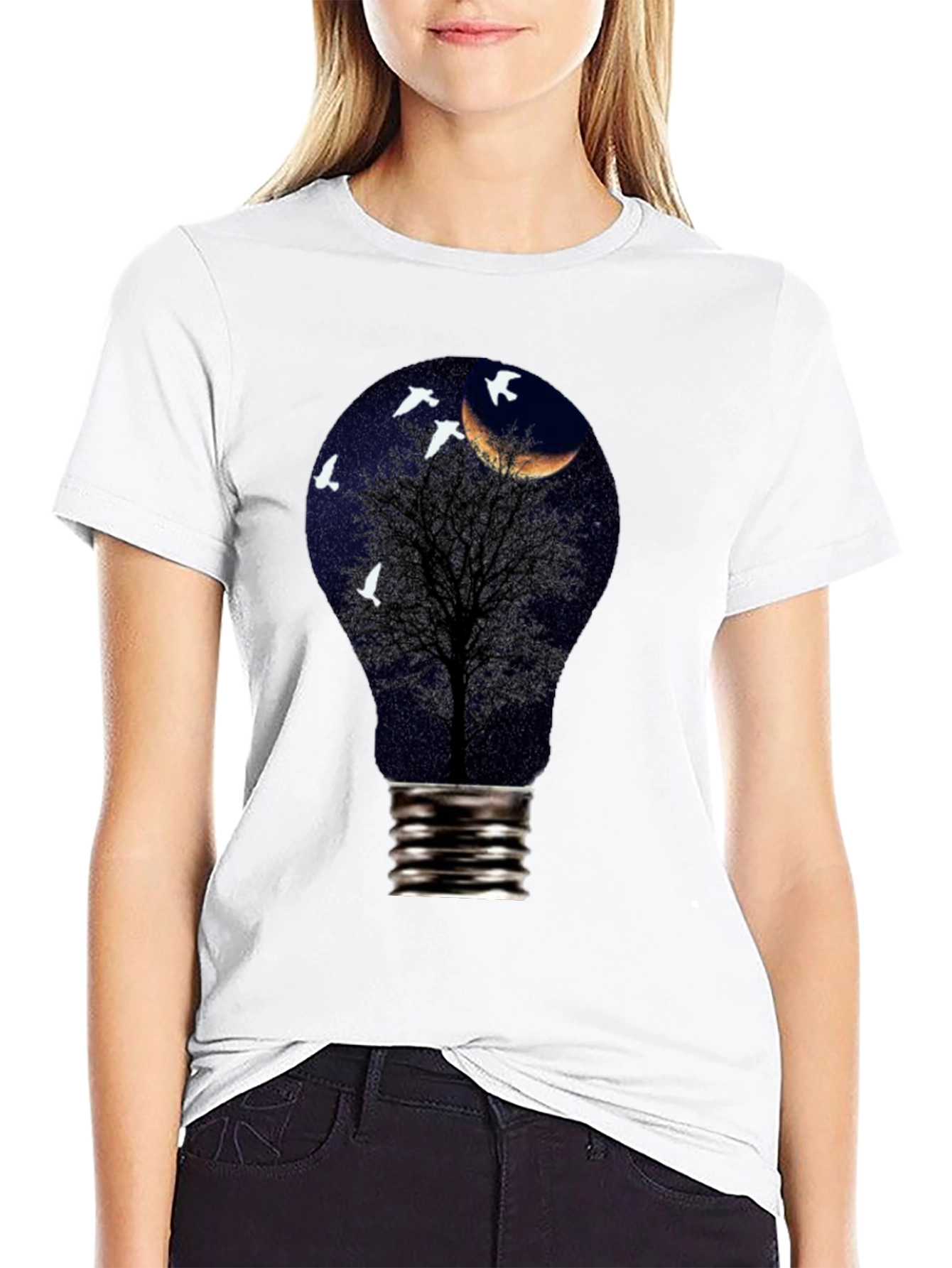 Night Sky Tree Light Bulb T-Shirt