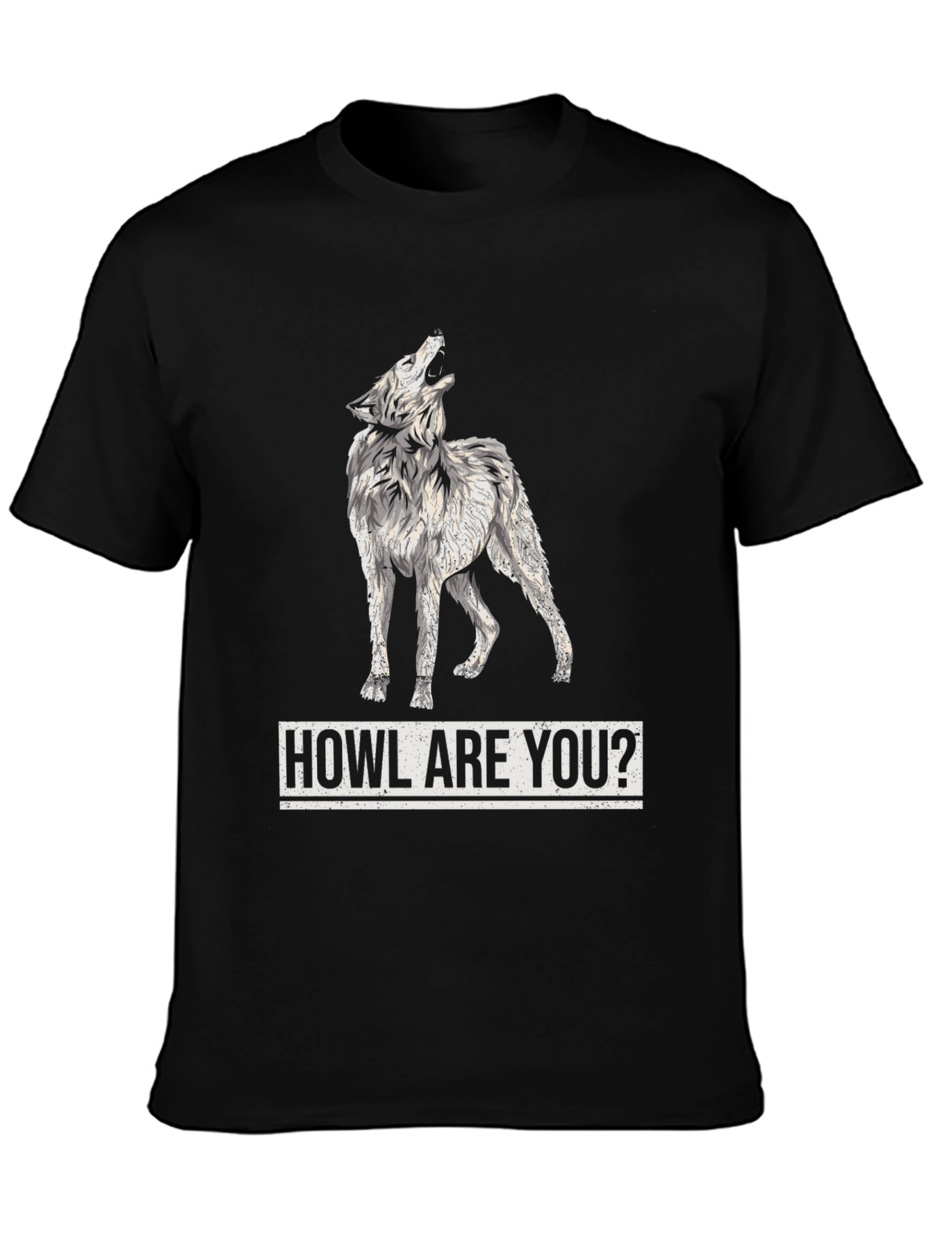 Howl Are You? Wolf Graphic Print Mens Black T-Shirt