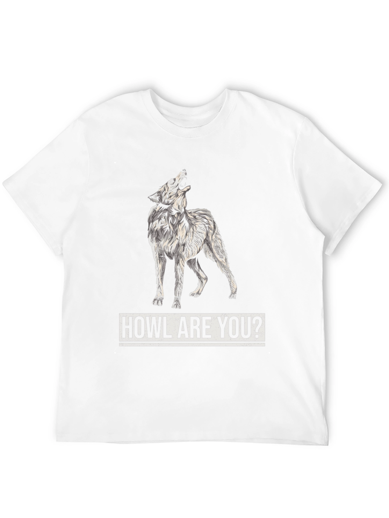 Howl Are You? Wolf Graphic Print Mens Black T-Shirt