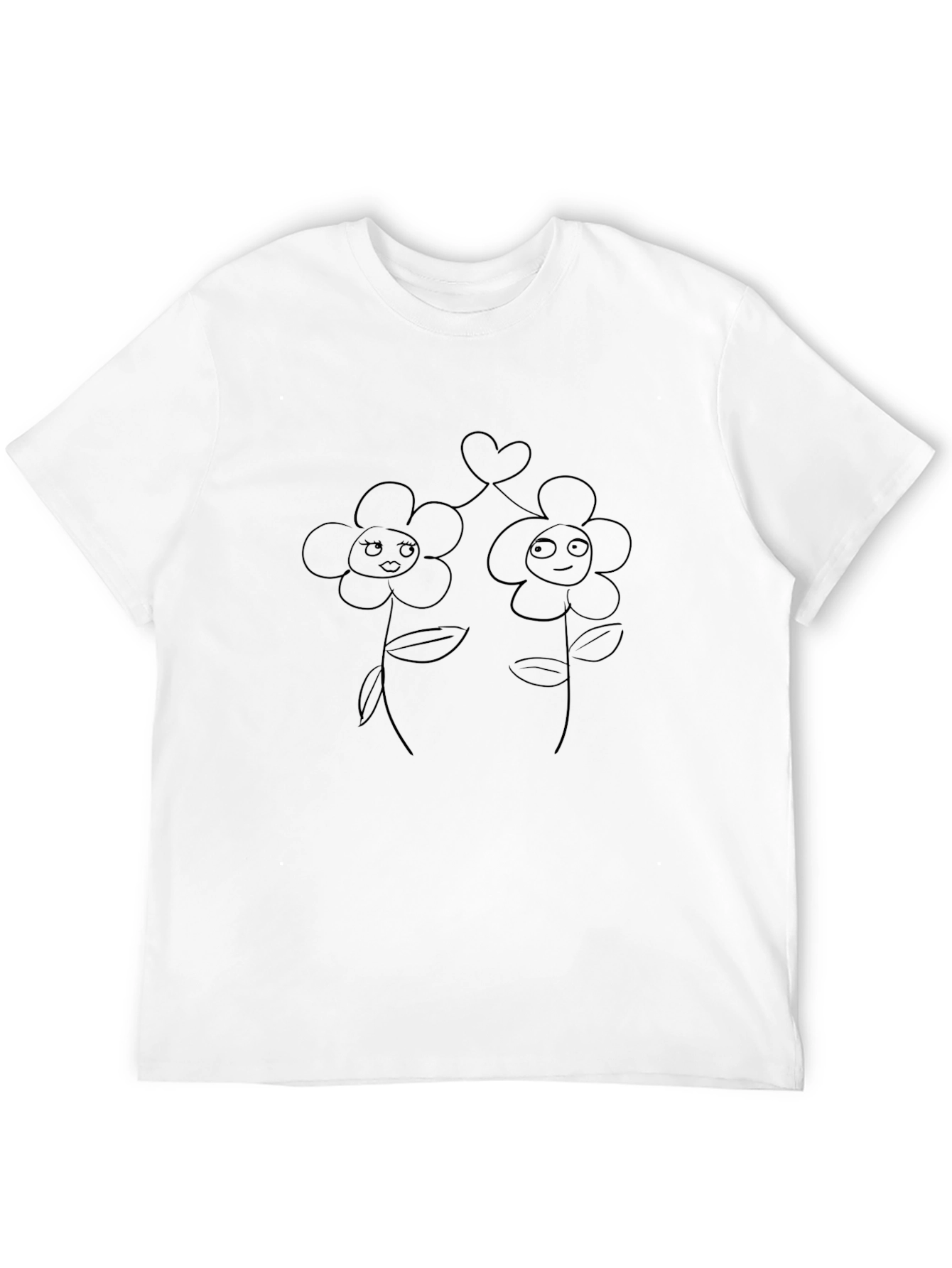 Black Tee with Floral Heart Design