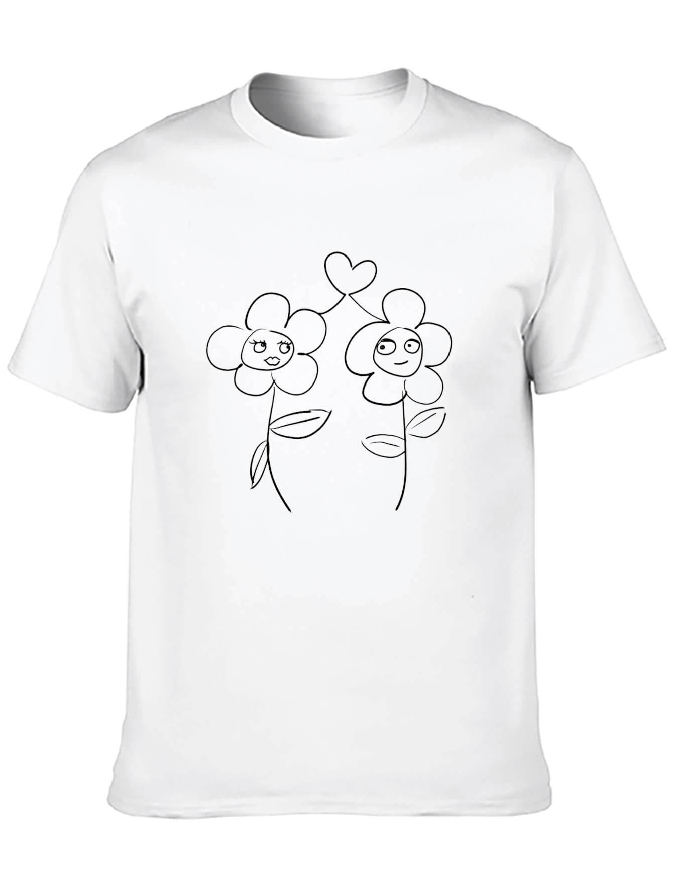 Black Tee with Floral Heart Design