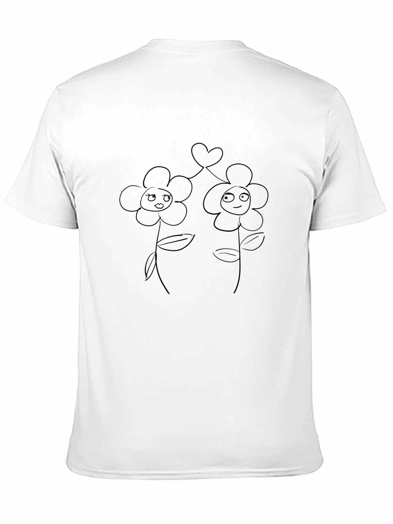 Black Tee with Floral Heart Design