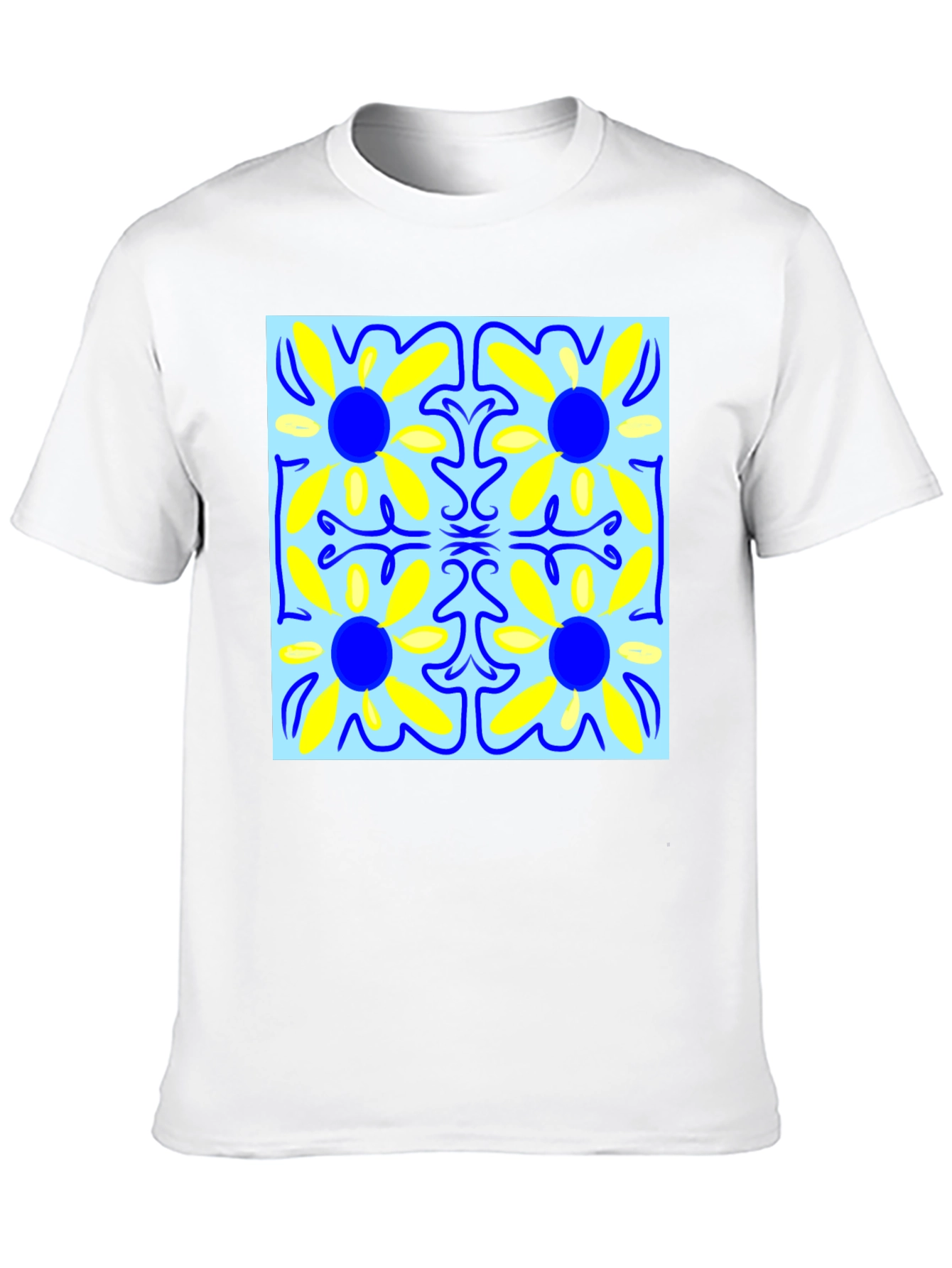 Floral Pattern Mens Black T-Shirt