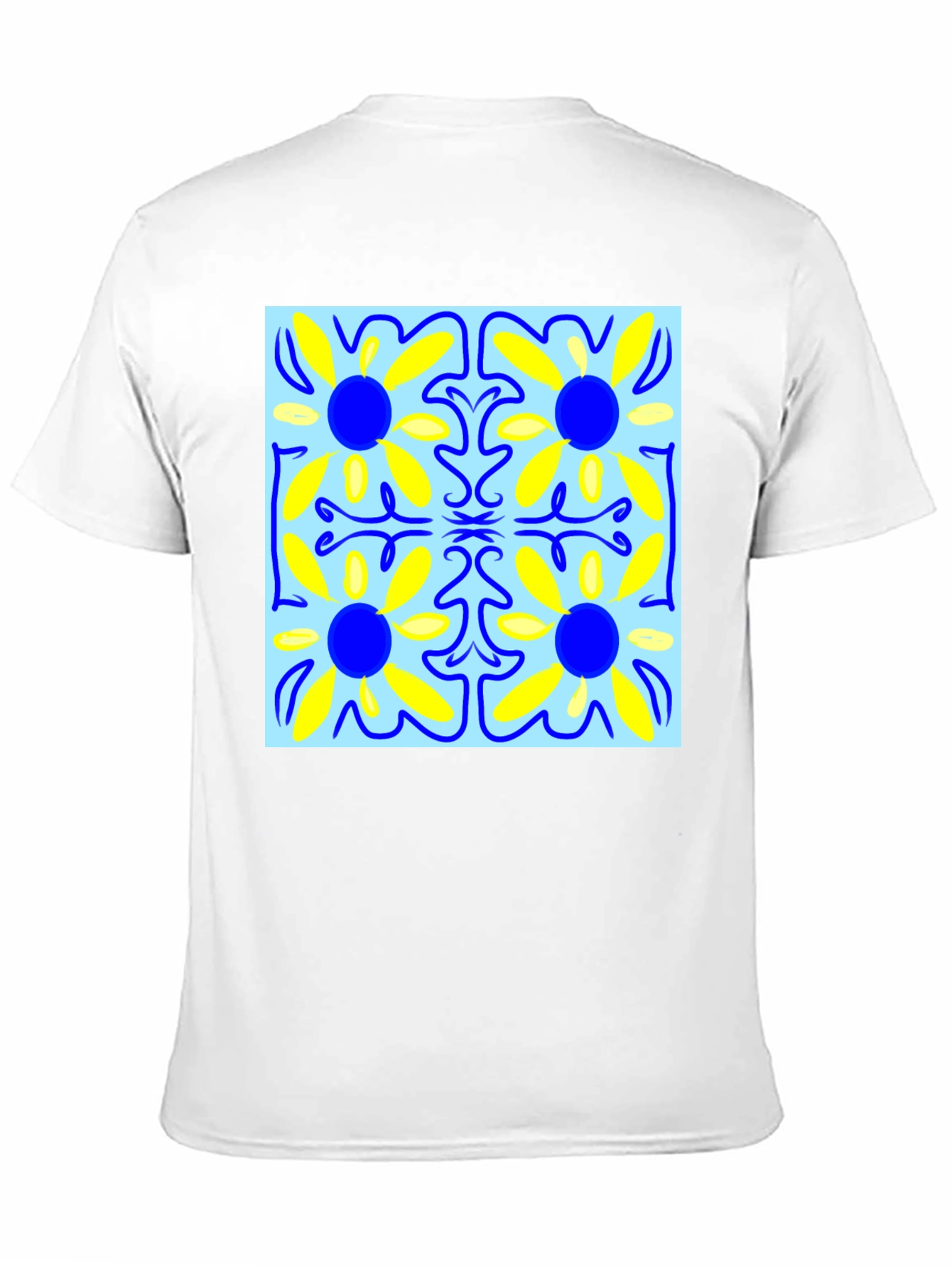 Floral Pattern Mens Black T-Shirt
