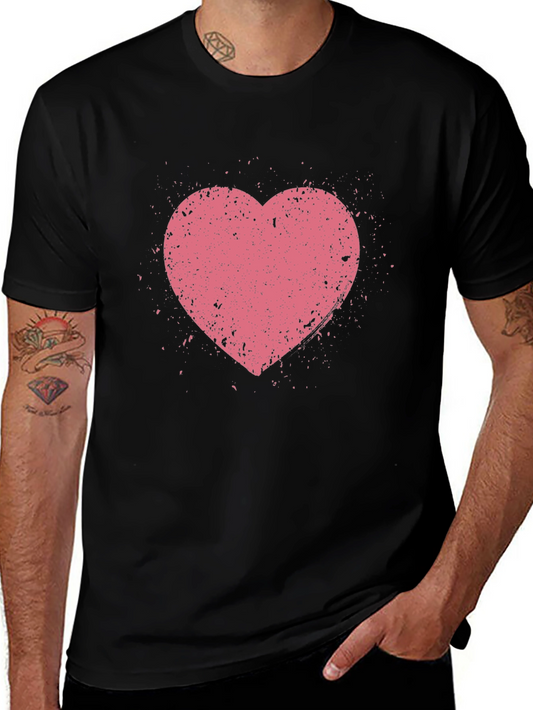 Distressed Heart Graphic Tee - Black Casual Shirt