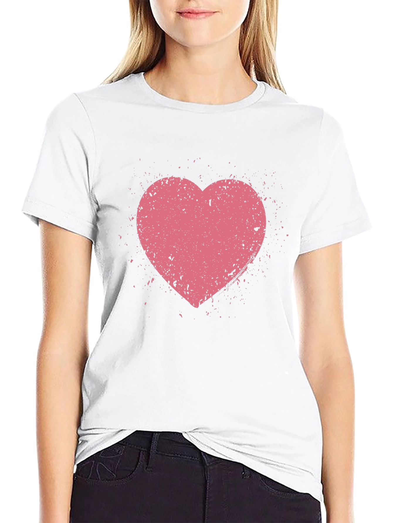 Distressed Heart Graphic Tee - Black Casual Shirt