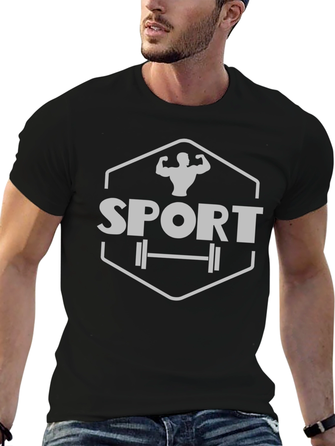 Mens Black Sport Graphic T-Shirt