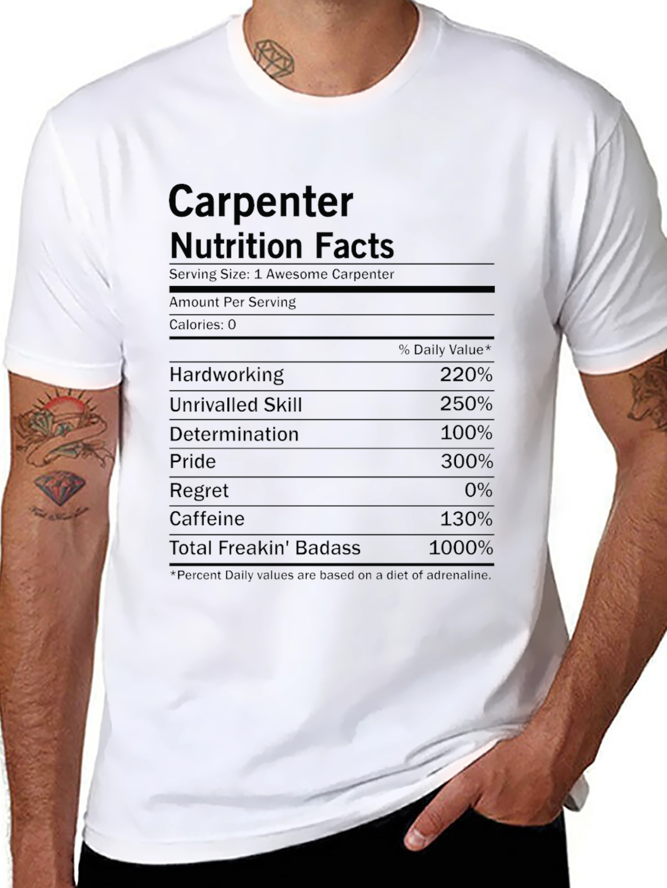 Carpenter Nutrition Facts T-Shirt - Black