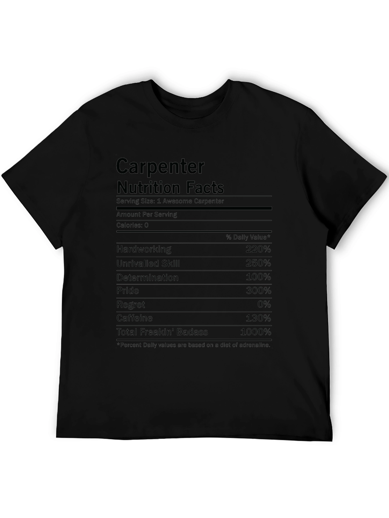 Carpenter Nutrition Facts T-Shirt - Black