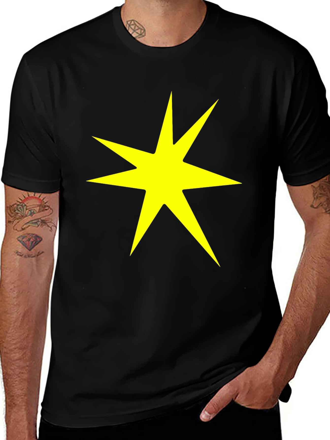 Starburst Graphic Tee - Bold Yellow on Black