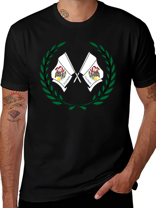 Illinois State Flag T-Shirt - Black