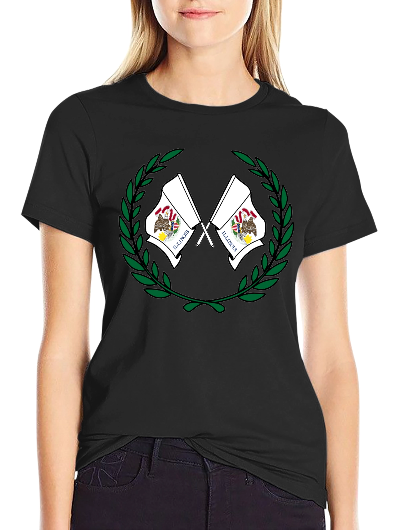 Illinois State Flag T-Shirt - Black