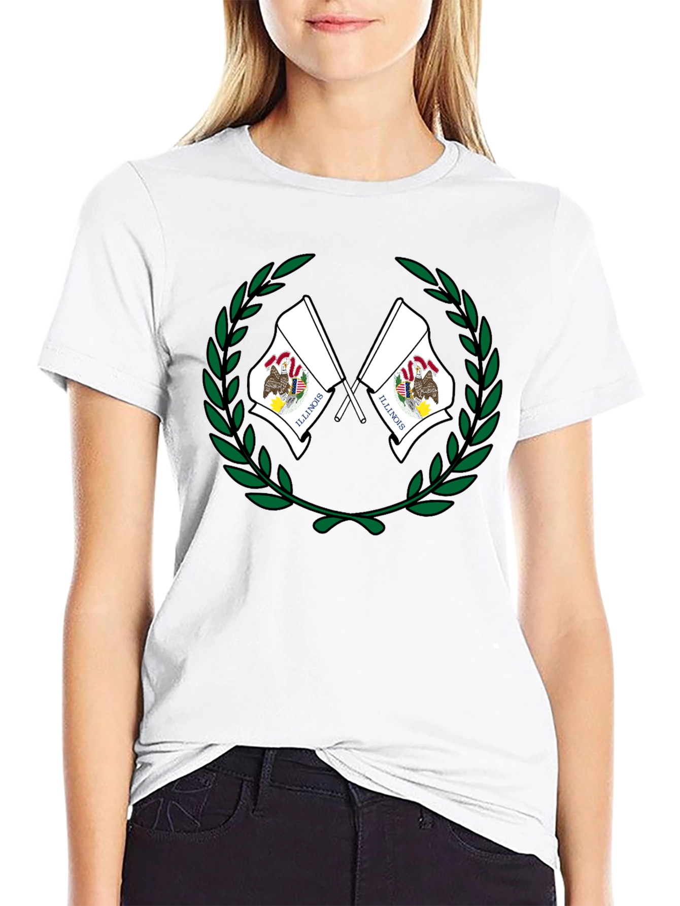 Illinois State Flag T-Shirt - Black