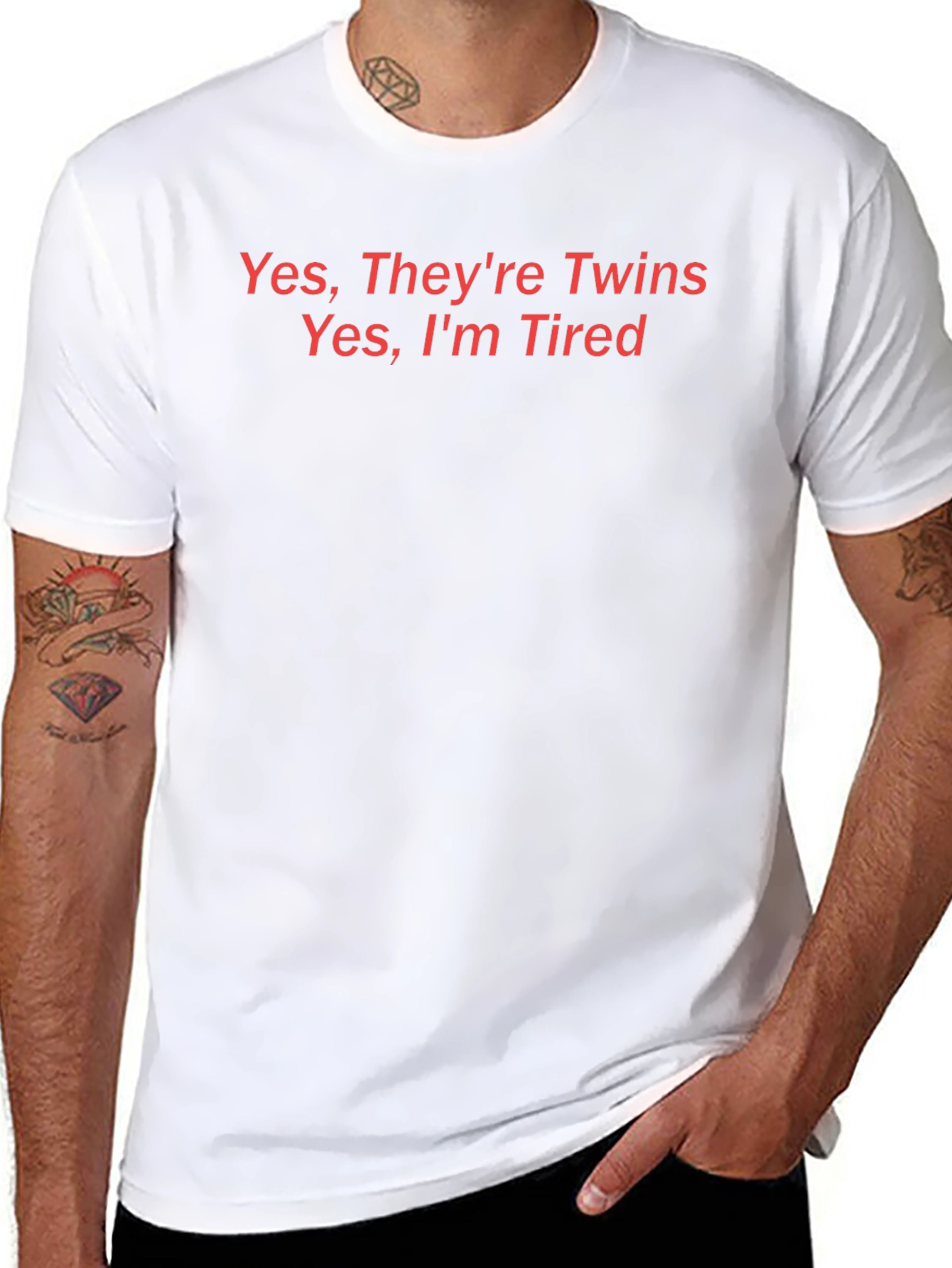 Twins Dad Black T-Shirt - Yes Im Tired