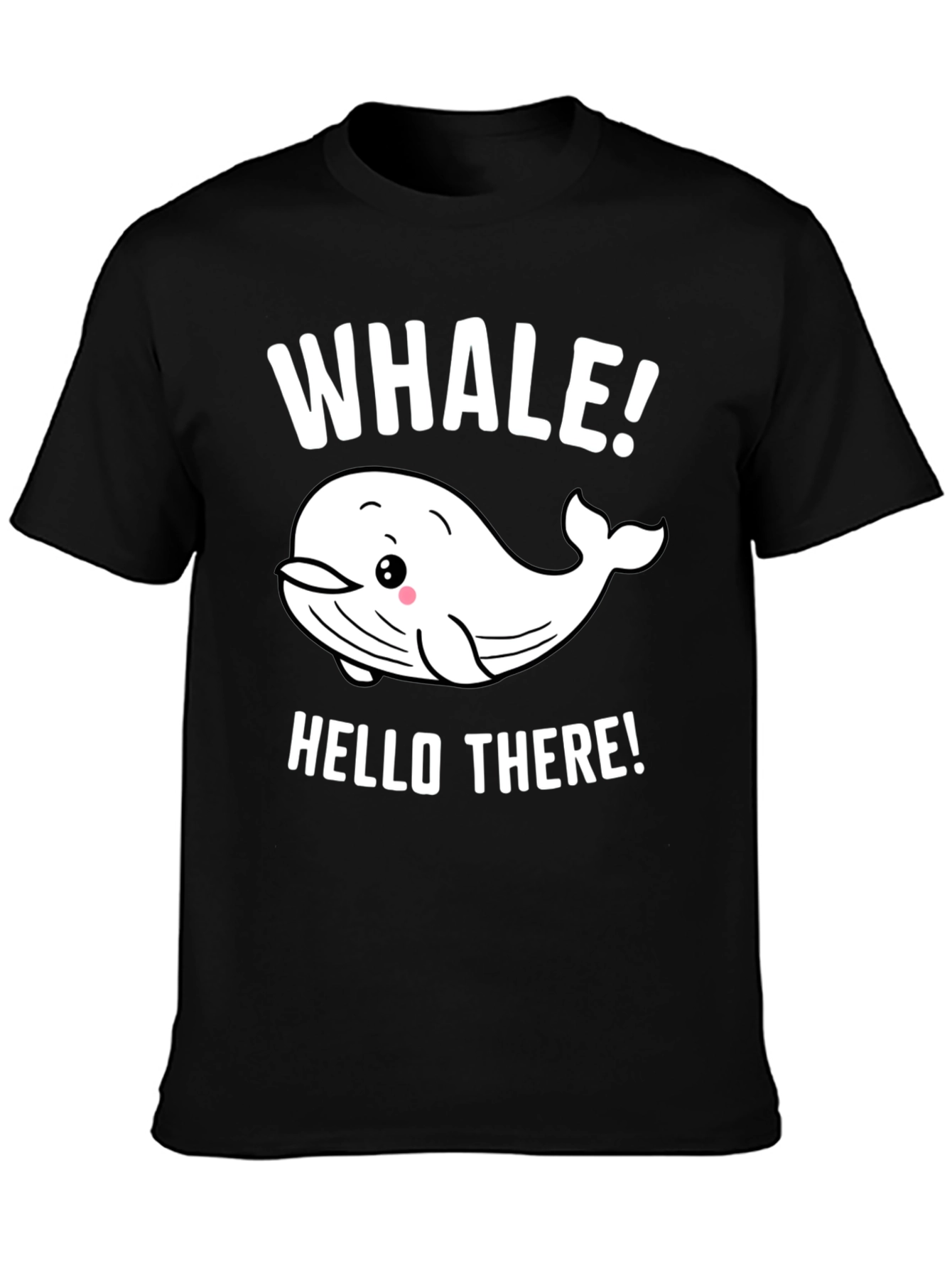 Whale Hello There! Graphic Print Black T-Shirt