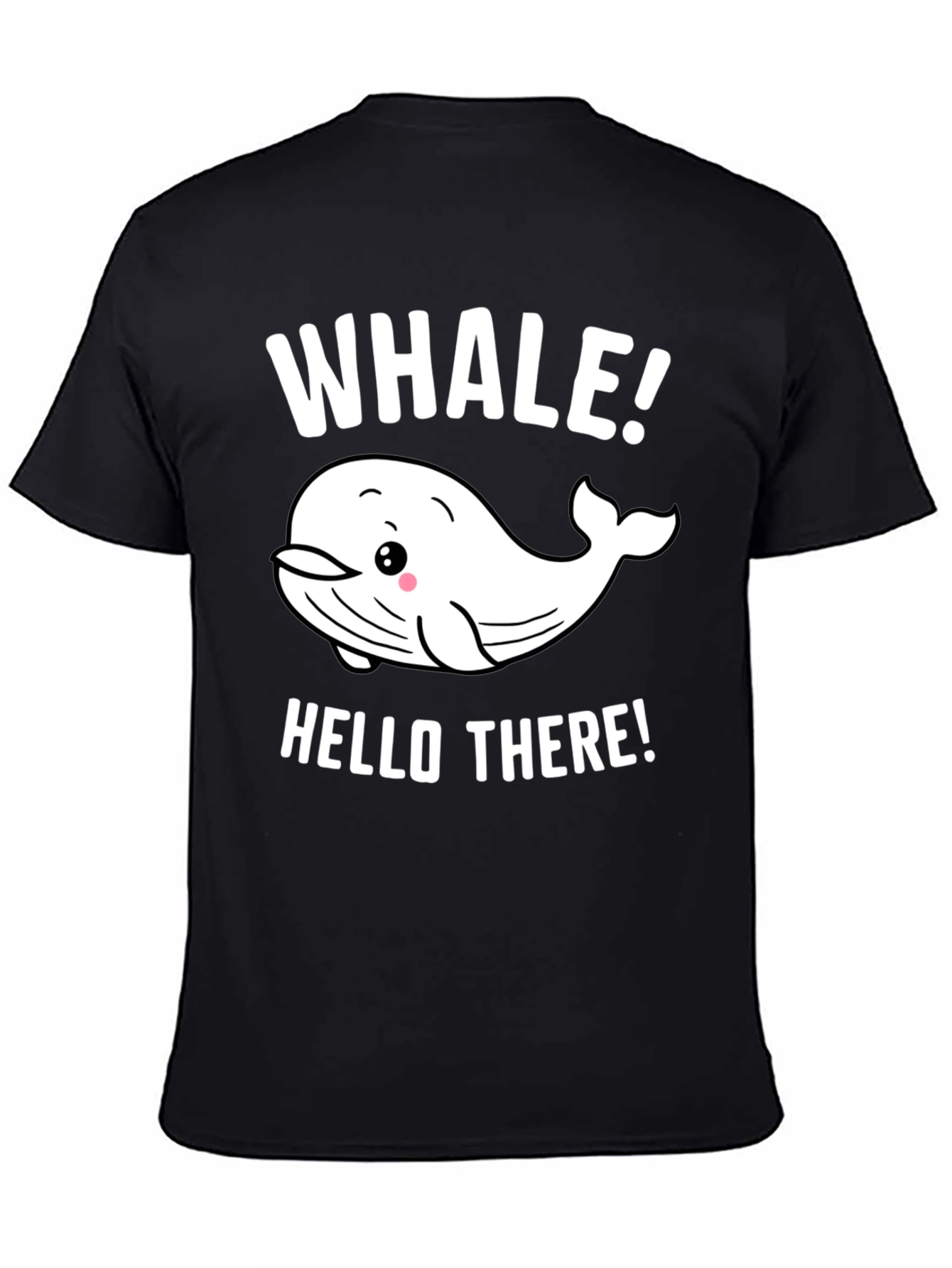 Whale Hello There! Graphic Print Black T-Shirt